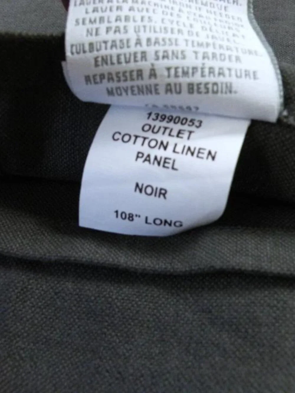 New RH Restoration Hardware Cotton Linen 1 Panel In Noir 50”x 108”